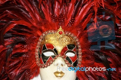 Venetian Mask On Display In A Shop In Venice Italy Stock Photo