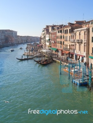 Venezia E Gondole Ormeggiate Stock Photo