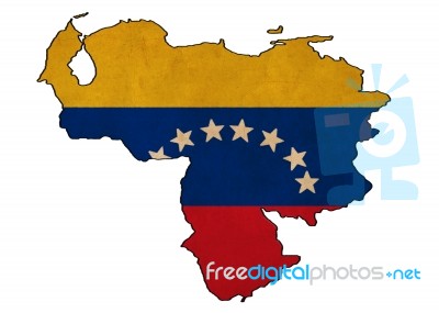 Venezuela Map On  Flag Drawing ,grunge And Retro Flag Series Stock Image