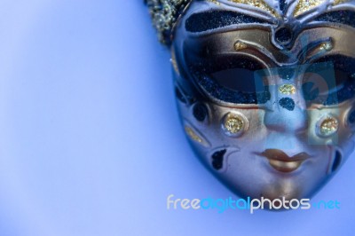 Venice Carnival Mask On White Background Blue Tone Stock Photo