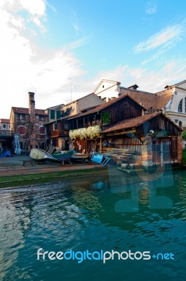 Venice Italy San Trovaso Squero View Stock Photo
