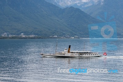 Vevey Steaming Along Lake Geneva Near Montreux In Switzerland Stock Photo Vevey Steaming Along Lake Geneva Near Montreux In Switzerland Stock Photo