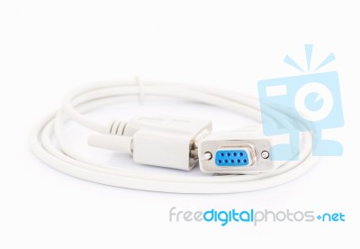 Vga Cables Connector With White Cord Stock Photo