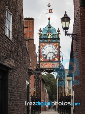 Victorian City Clock In Chester Stock Photo