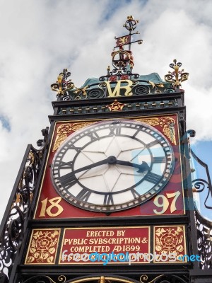 Victorian City Clock In Chester Stock Photo
