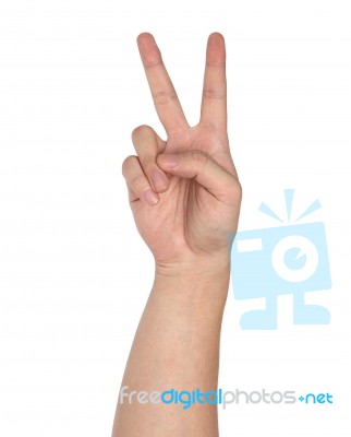 Victory Hand Sign Stock Photo