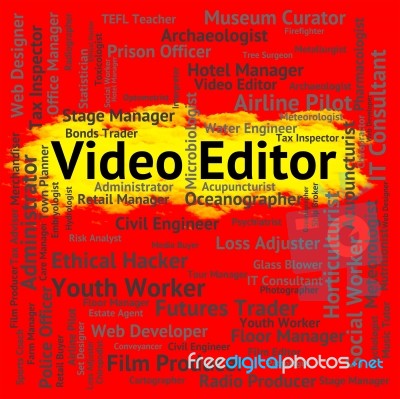 Video Editor Indicating Motion Pictures And Movies Stock Image