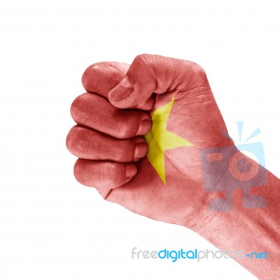 Vietnam Flag On Hand Stock Photo Vietnam Flag On Hand Stock Photo