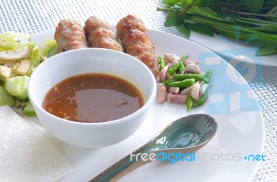 Vietnamese Meatball Wraps Stock Photo