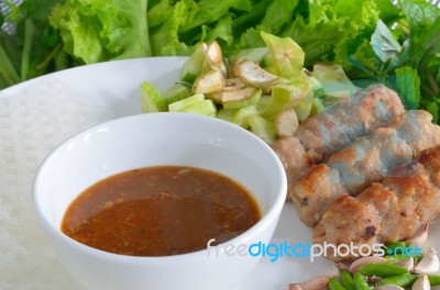 Vietnamese Meatball Wraps Stock Photo