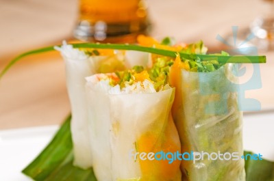 Vietnamese Style Summer Rolls Stock Photo
