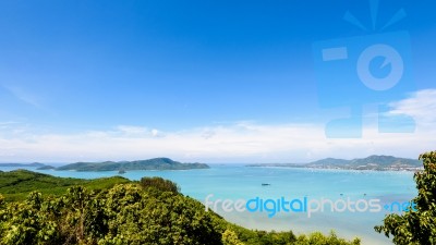 View Blue Sky Over The Andaman Sea In Phuket, Thailand Stock Photo