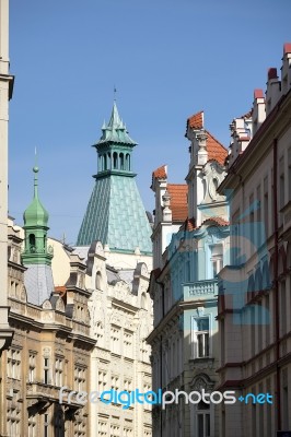 View Down Maiselova Street In Prague Stock Photo