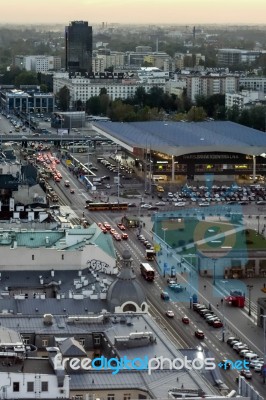 View Down Marszalkowska Street Near Centrum Tram Station In Wars… Stock Photo