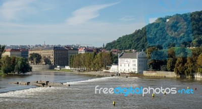 View From Charles Bridge Towards Museum Kampa In Prague Stock Photo