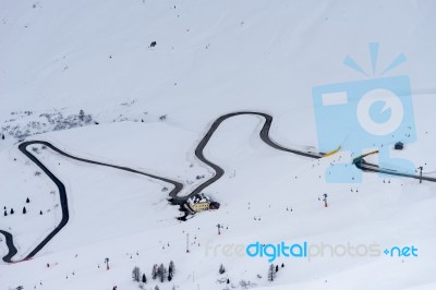 View From Sass Pordoi In The Upper Part Of Val Di Fassa Stock Photo