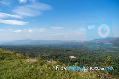 View From The Cairngorms Towards Loch Morlich Stock Photo