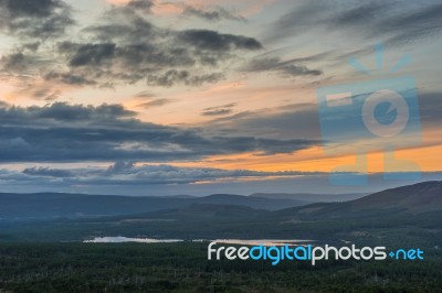 View From The Cairngorms Towards Loch Morlich Stock Photo