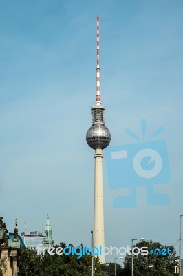View From The Castle Bridge Towards The Berliner Fernsehturm In Stock Photo