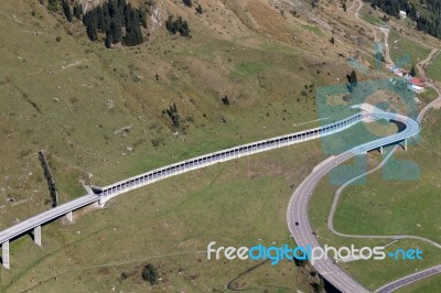 View From The Gotthard Pass In Switzerland Stock Photo