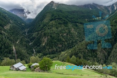View From The Simplon Pass In Switzerland Stock Photo