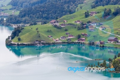 View Near Brienz In The Bernese Oberland Region Of Switzerland Stock Photo