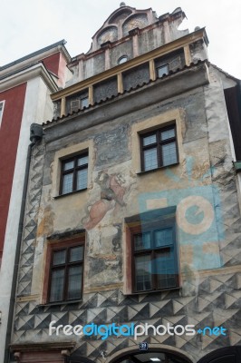 View Of A Traditional Building In Krumlov Stock Photo