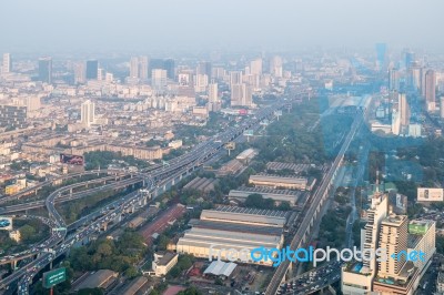 View Of Bangkok Cityscape, Bangkok The Capital City Of Thailand Stock Photo