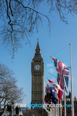 View Of Big Ben Across Parliament Square Stock Photo