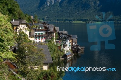 View Of Hallstatt From The Maria Hilf Pilgrimage Church Stock Photo