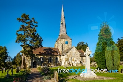 View Of Horsted Keynes Church On A Sunny Autumn Day Stock Photo