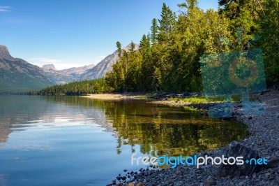 View Of Lake Mcdonald In Montana Stock Photo
