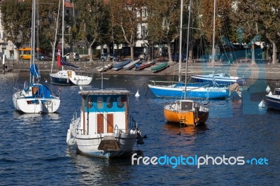 View Of Lecco On The Southern Shore Of Lake Como Stock Photo