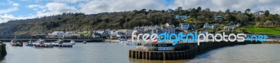 View Of Lyme Regis From The Harbour Entrance Stock Photo