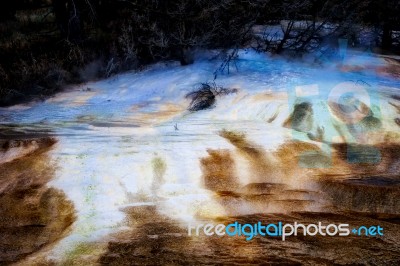 View Of Mammoth Hot Springs Stock Photo