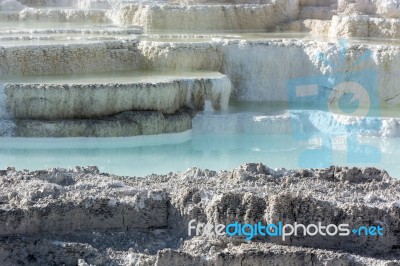 View Of Mammoth Hot Springs Stock Photo