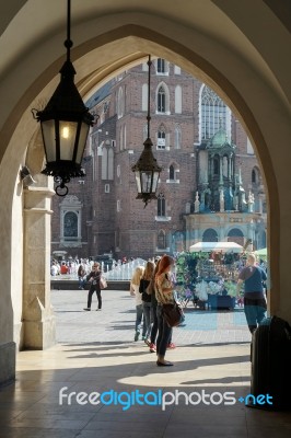 View Of Market Square From The Cloth Hall In Krakow Stock Photo View Of Market Square From The Cloth Hall In Krakow Stock Photo