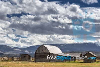 View Of Mormon Row Near Jackson Wyoming Stock Photo