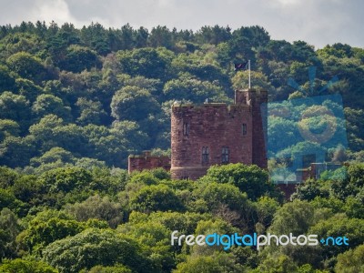 View Of Peckforton Castle From Beeston Castle Stock Photo