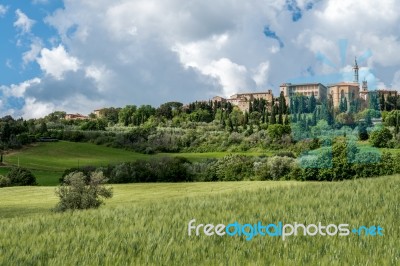 View Of Pienza Tuscany Stock Photo