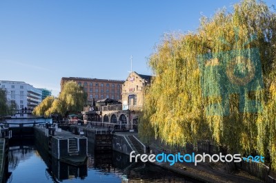 View Of Regent's Canal At Camden Lock Stock Photo View Of Regent's Canal At Camden Lock Stock Photo