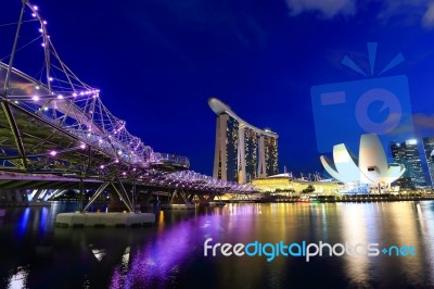 View Of Skyscrapers In Marina Bay Stock Photo