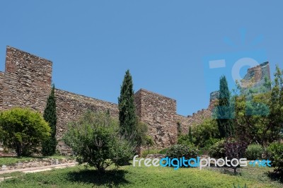 View Of The Alcazaba Fort And Palace In Malaga Stock Photo