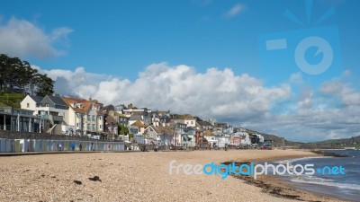 View Of The Beach At Lyme Regis Stock Photo