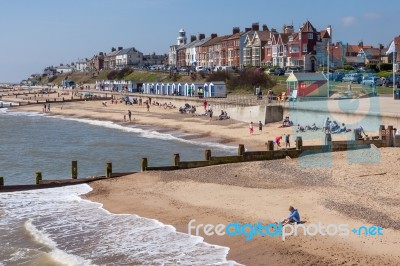 View Of The Beach At Southwold Stock Photo