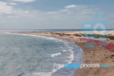 View Of The Beach From Playa Del Ingles To Maspalomas Gran Cana Stock Photo