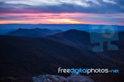 View Of The Blue Ridge Mountains During Fall Season Stock Photo