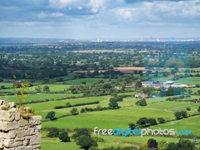 View Of The Cheshire Countryside From Beeston Castle Stock Photo