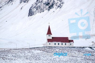 View Of The Churh At Vik Iceland Stock Photo