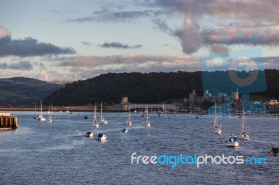 View Of The Conwy Estuary In Wales Stock Photo